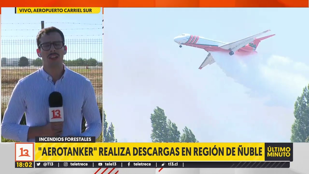 Aero Tanker combate incendios forestales en la región de Ñuble