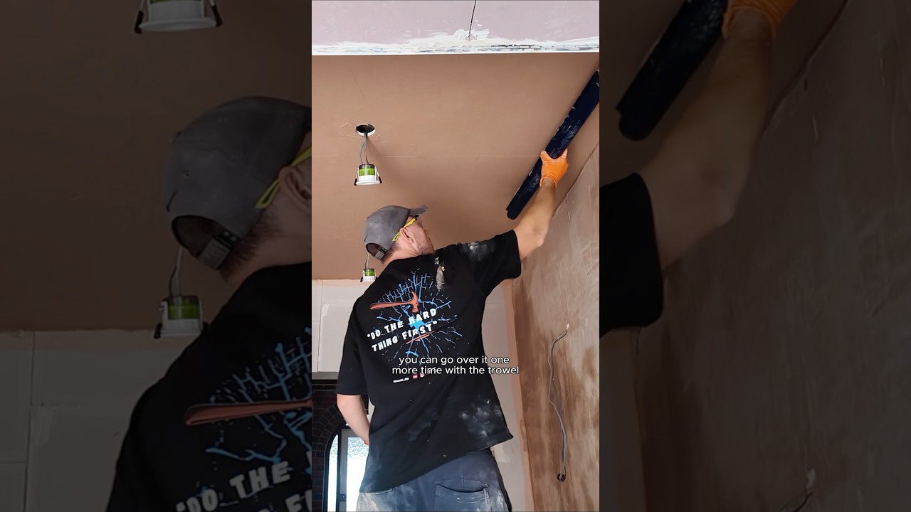 First time plastering a ceiling 🫣 #plastering #homeimprovement #diy #homerenovation