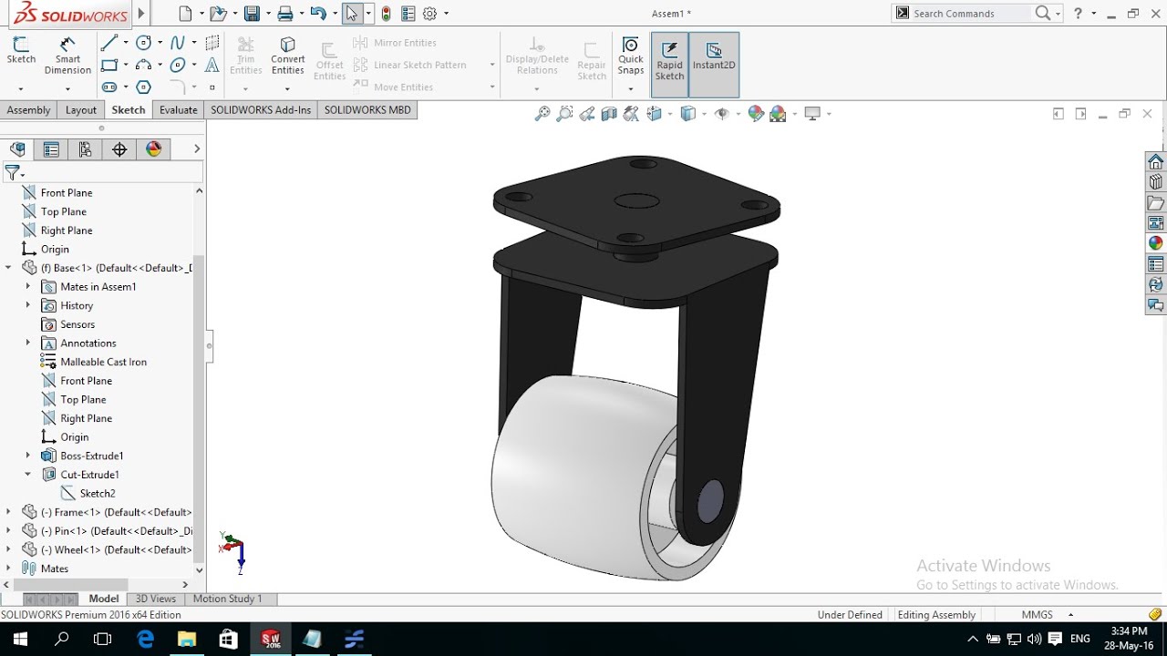Making Universal Wheel in SolidWorks Tutorial Part 1/ 3