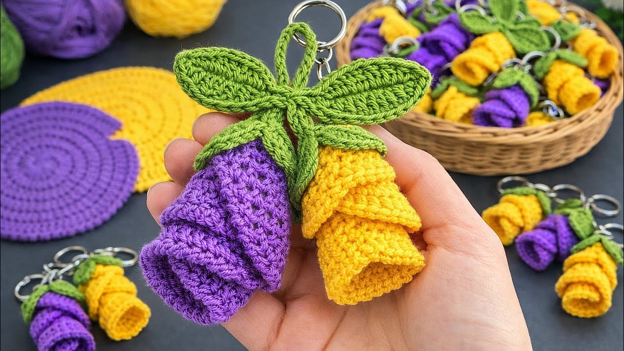 SELL FAST! Easy Crochet Tulip Flower Keychain 🌷 Cute & Profitable Idea