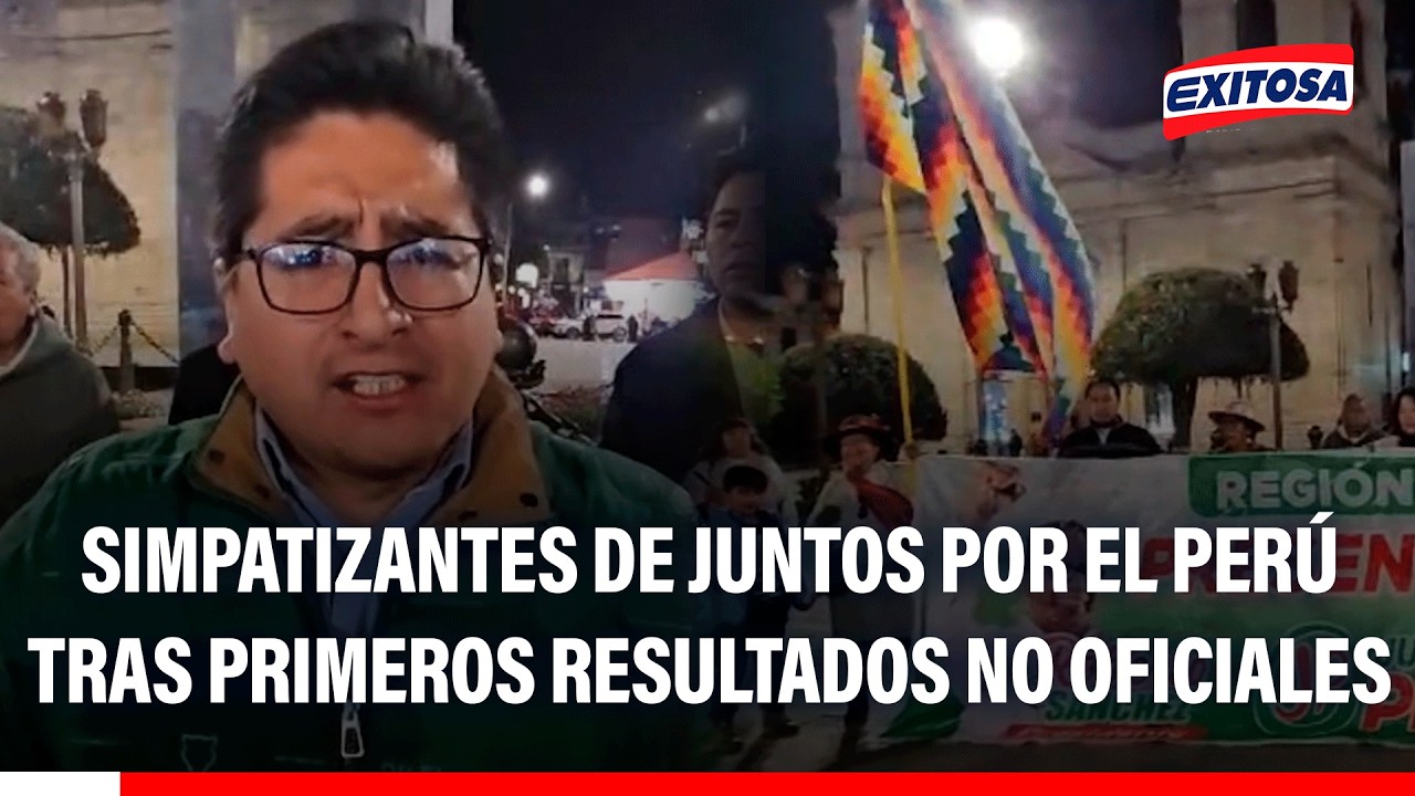🔴🔵 Militantes y simpatizantes de Juntos por el Per&uacute; tras primeros resultados no oficiales