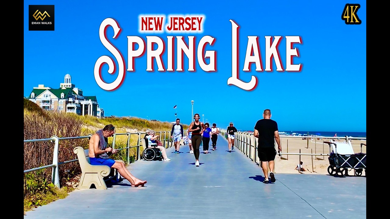 Spring Lake NJ Boardwalk Autumn Walk 4K | Ocean Ave & Beach Views