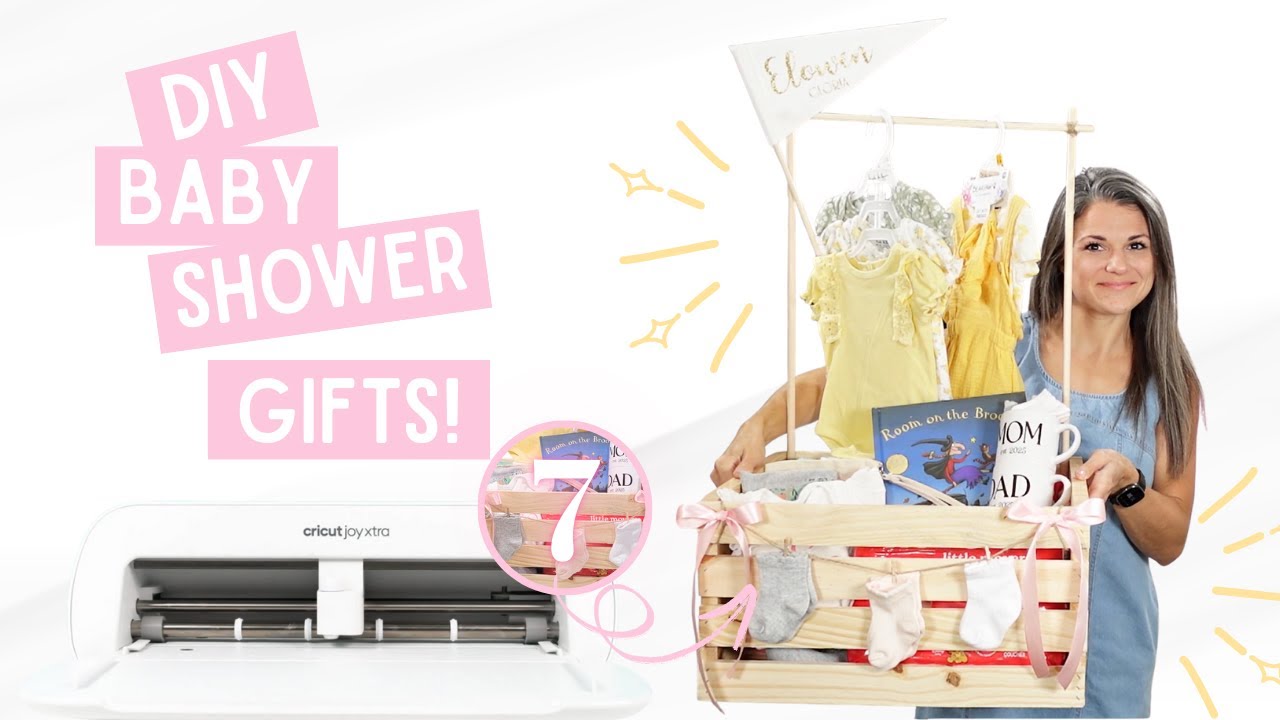 7 Cricut Projects | Baby Shower Gifts & Wooden Baby Shower Crate Closet
