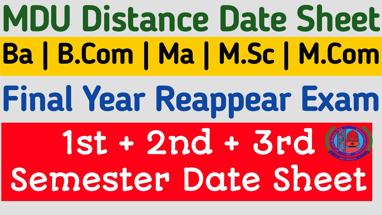 MDU Distance Date Sheet 2022 | Mdu distance final year reappear date sheet 2022 | mdu DDE date sheet