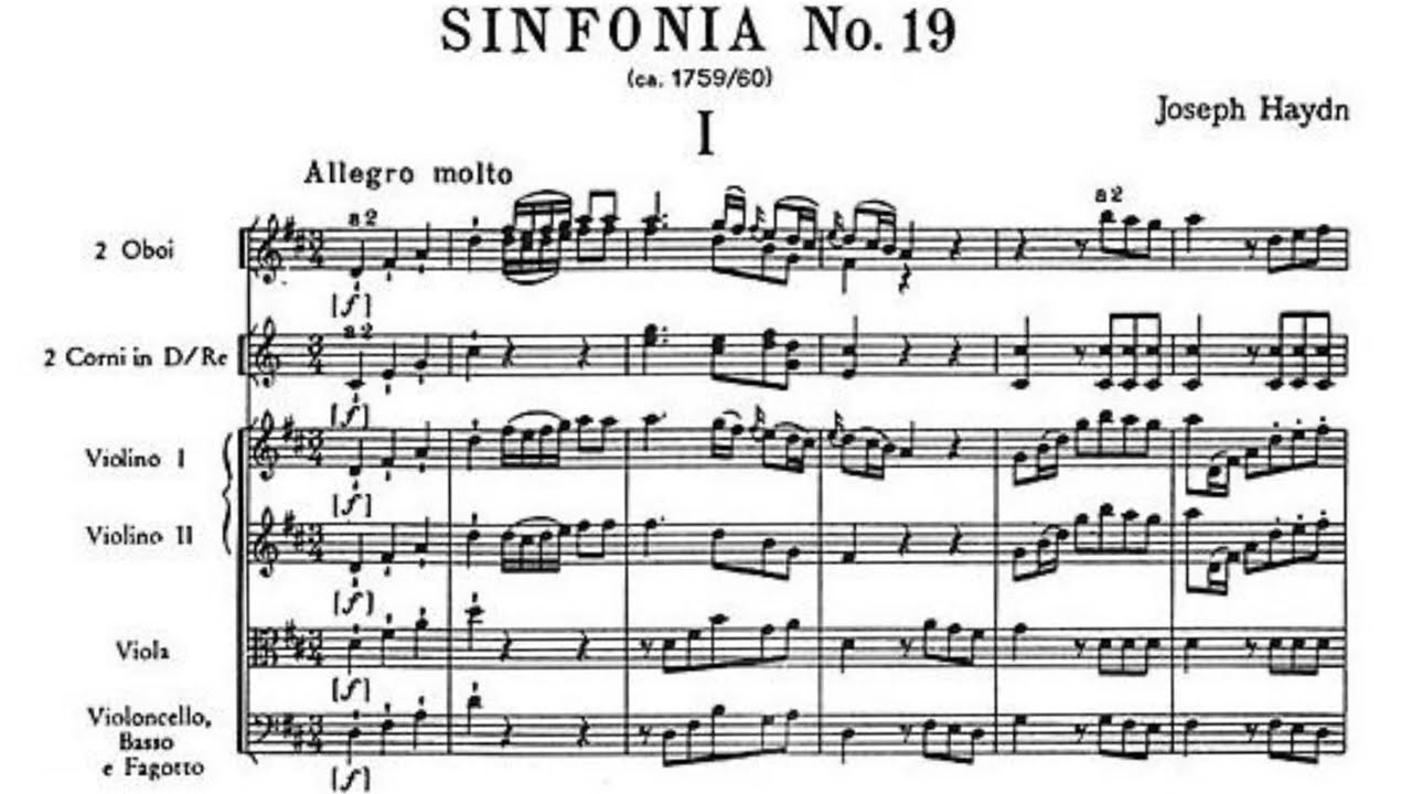 Symphony No.19 in D Major Hob:I:19 by Joseph Haydn (with Score)