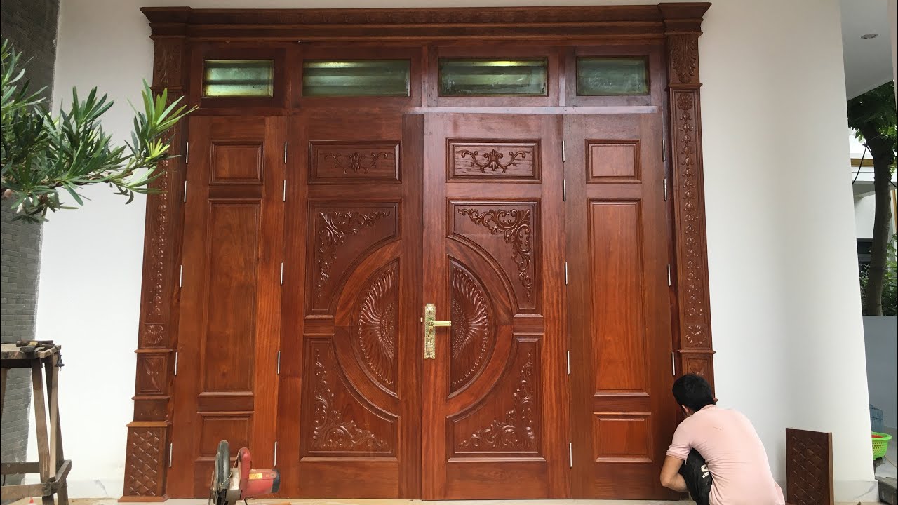 Mẫu cửa gỗ lim 4 cánh  // Nghề mộc //  @Long 244 Channel