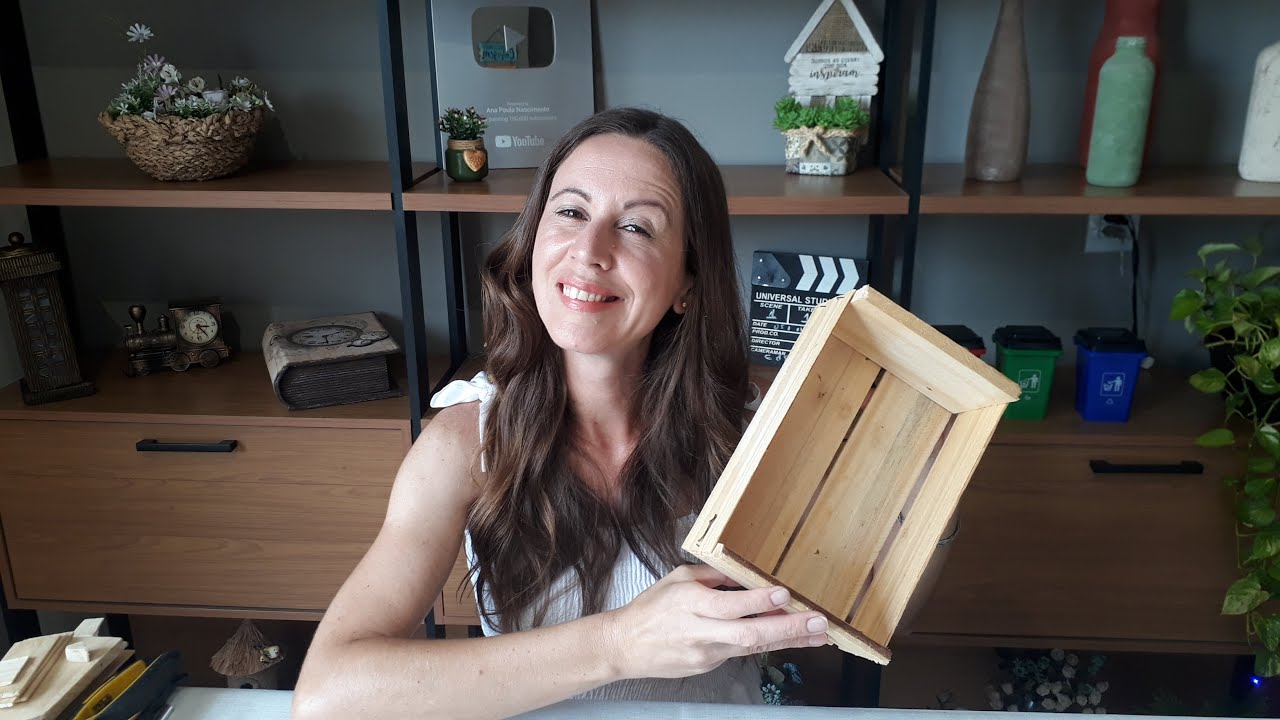 Olha o que fiz com esse caixote de madeira - DIY  Artesanato Sustentável