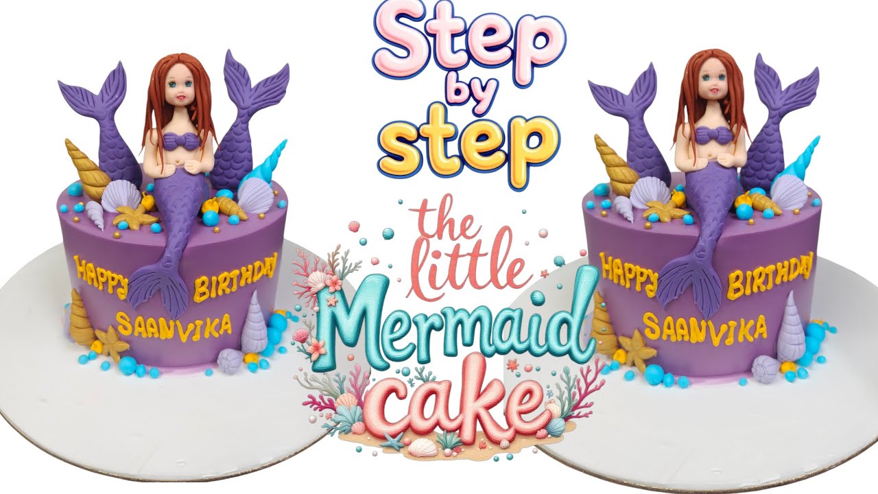 The little mermaid cake step by step tutorial mermaid cake sime fondant cake mermaid cake decorating