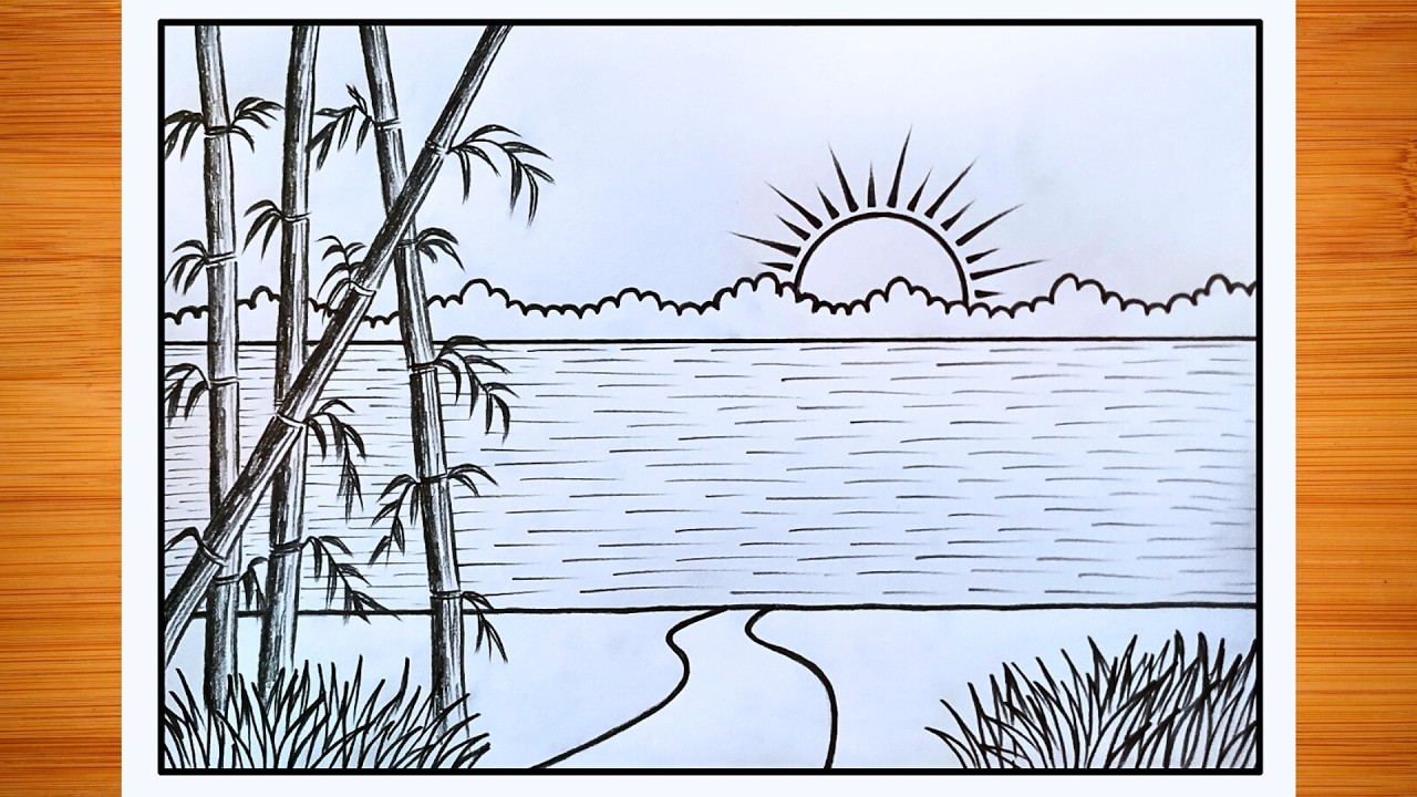 How to draw bamboo forest step by step | Easy scenery drawing for beginners | প্রাকৃতিক দৃশ্য আঁকা
