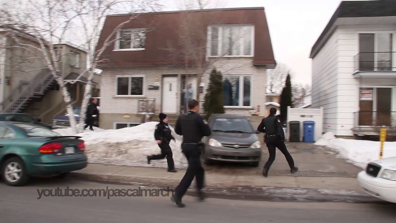 Multiple cops run for backup - Les policiers de Longueuil accourent 2/25/2014