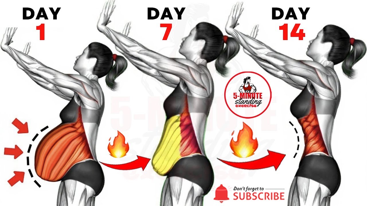 Best Standing Exercises to Loss Stubborn Belly Fat 🔥 Burn Calories to Slimmer Your Waist in 1 week
