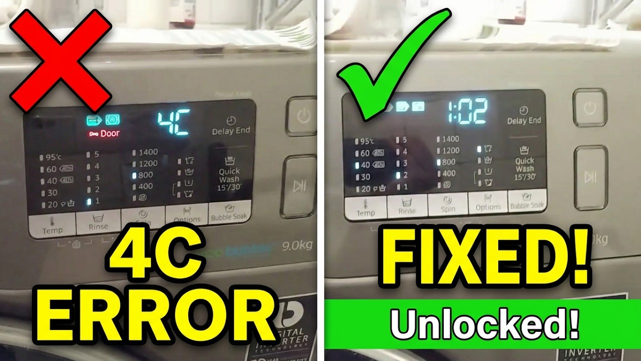 Samsung Washing machine - 4C Error, Door Locked (AddWash, Eco Bubble, 9KG, WW90K5410UX)