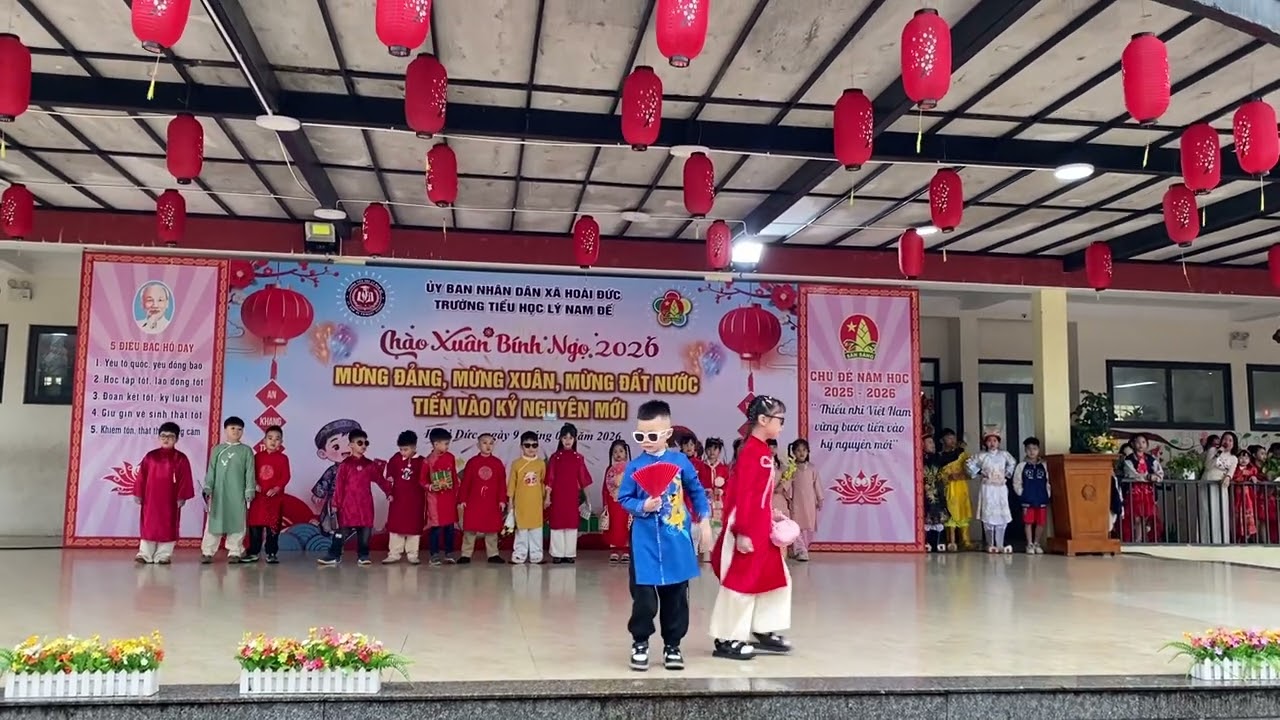 Trình diễn áo dài Khối 1 - năm học 2025-2026 trường Lý Nam Đế #tet2026 #trinhdienaodai #bongbong 