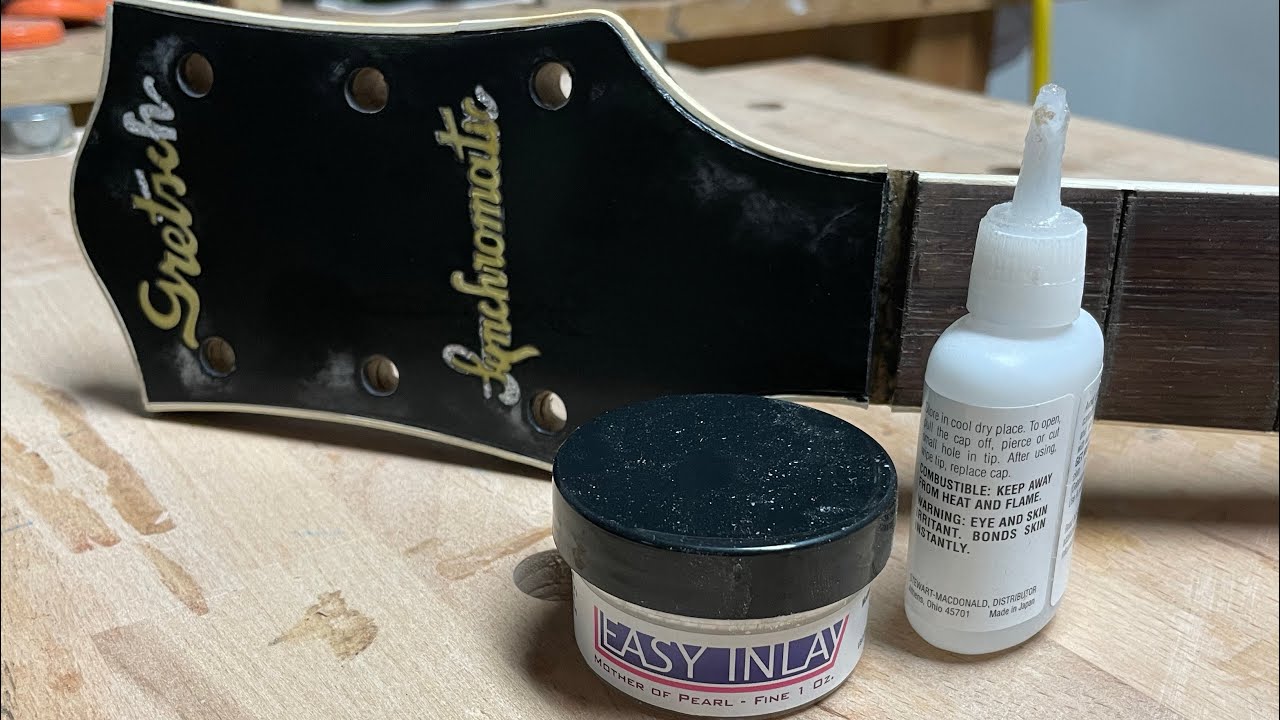 1954 Gretsch Synchromatic repairing headstock inlay