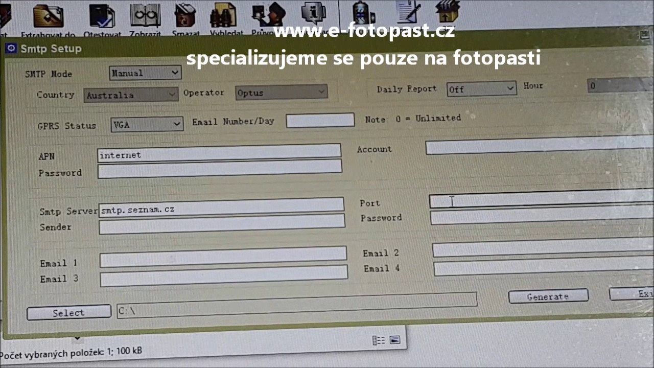 fotopast BUNATY  GSM nastavení odesílání (www.e-fotopast.cz)
