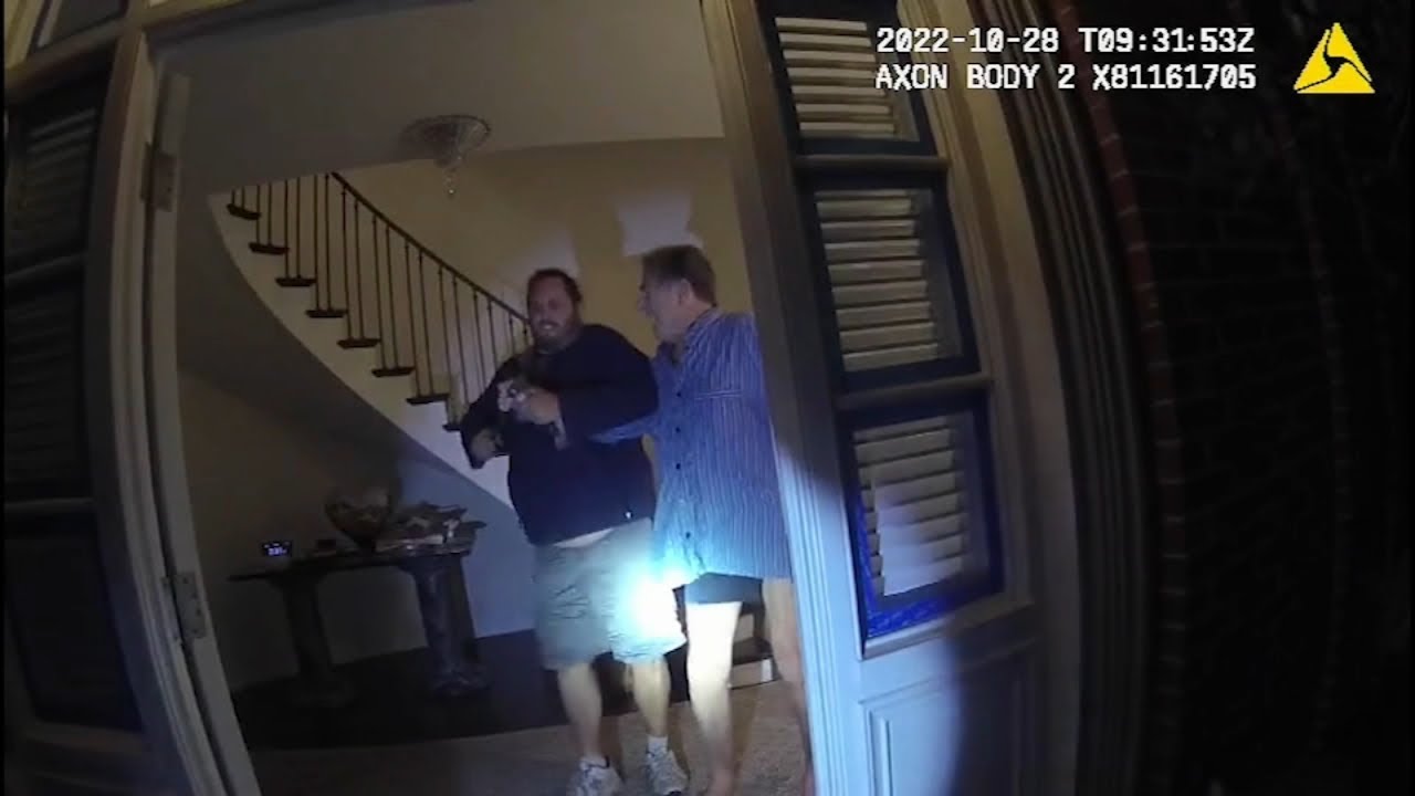Video shows man lunging at Paul Pelosi with hammer