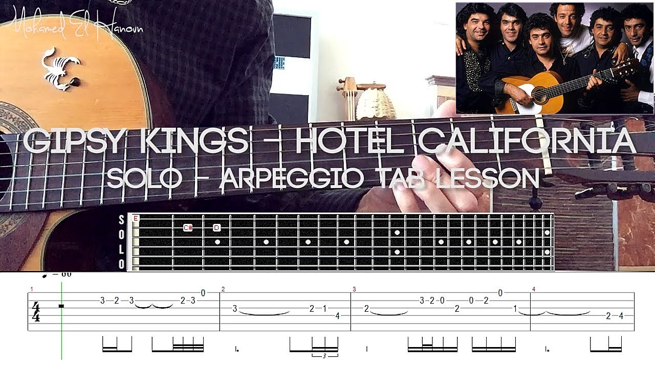 Gipsy Kings - Hotel California (intro) Solo & Arpeggio Lesson Tabs