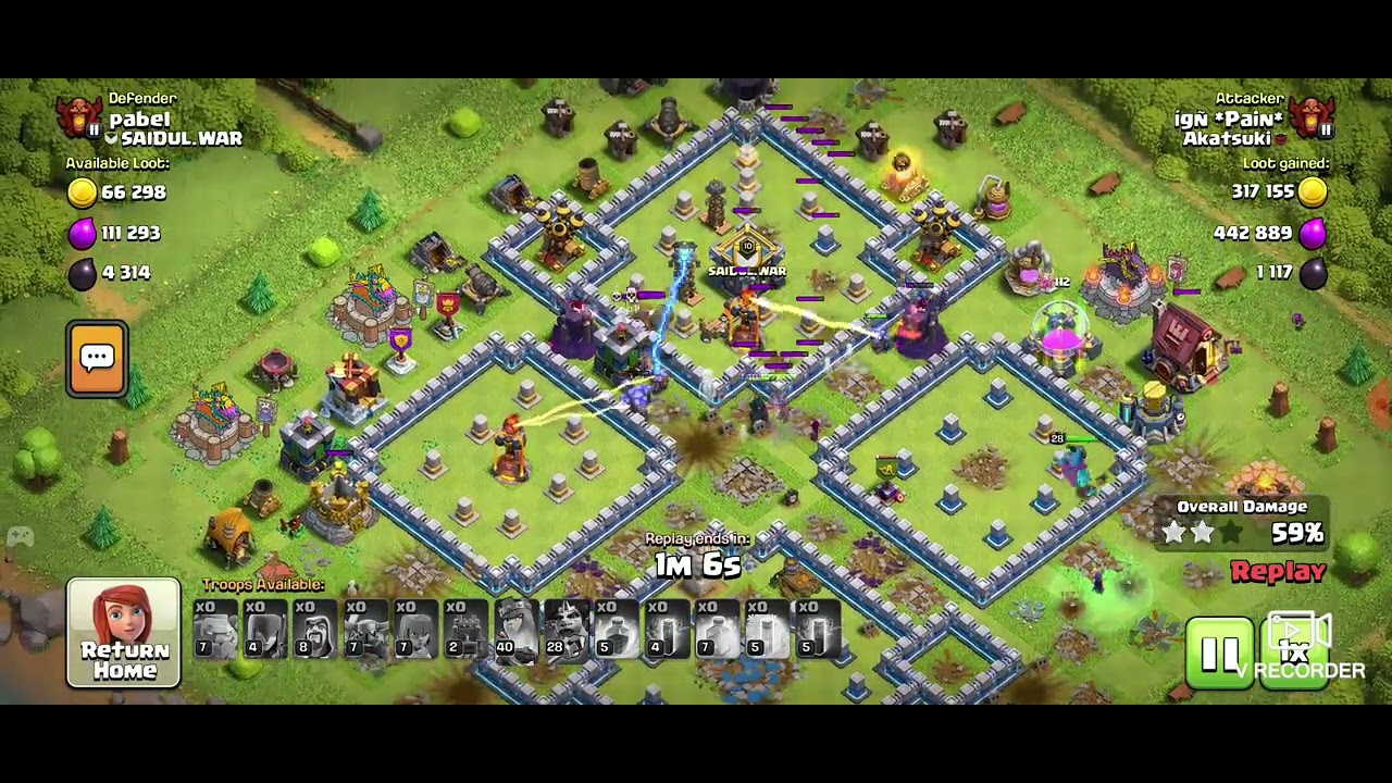Town Hall 11 vs Town Hall 12 attack strategy using Golem, Pekka, Wizard and Witch to secure a 3-star