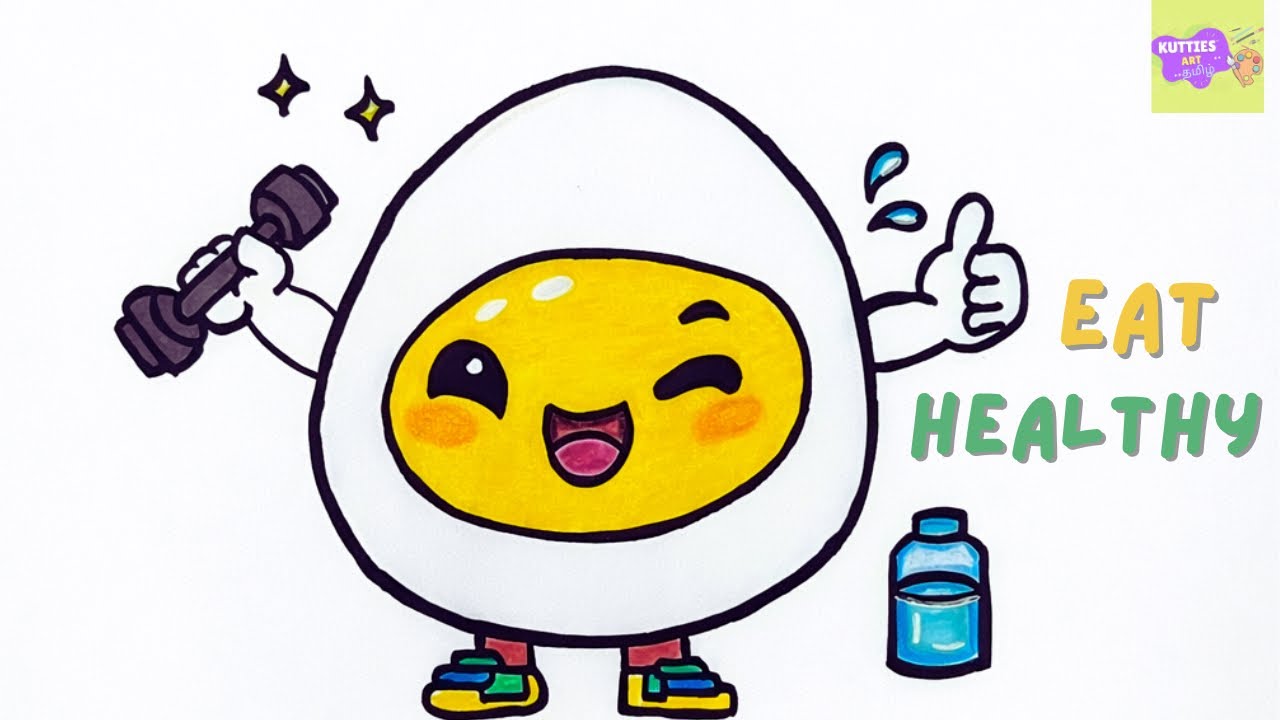 Милый рисунок яйца, занимающегося спортом / cute egg drawing for kids