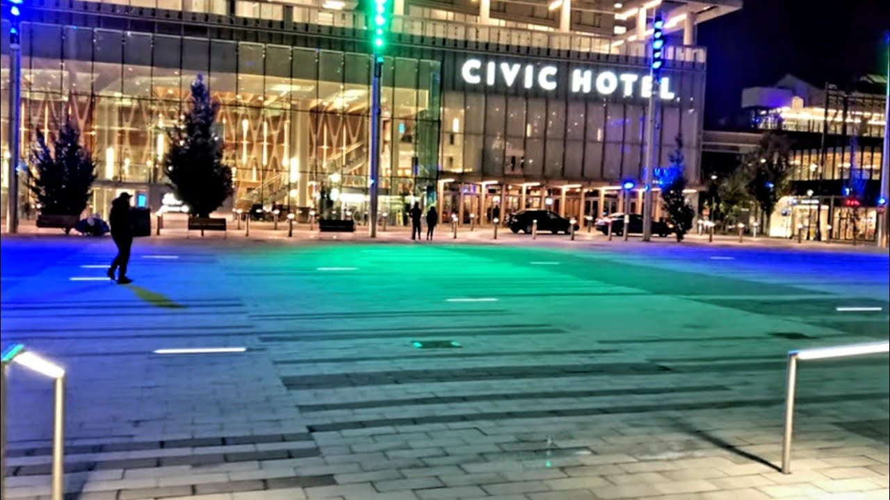 Surrey BC Canada Civic Plaza At Night
