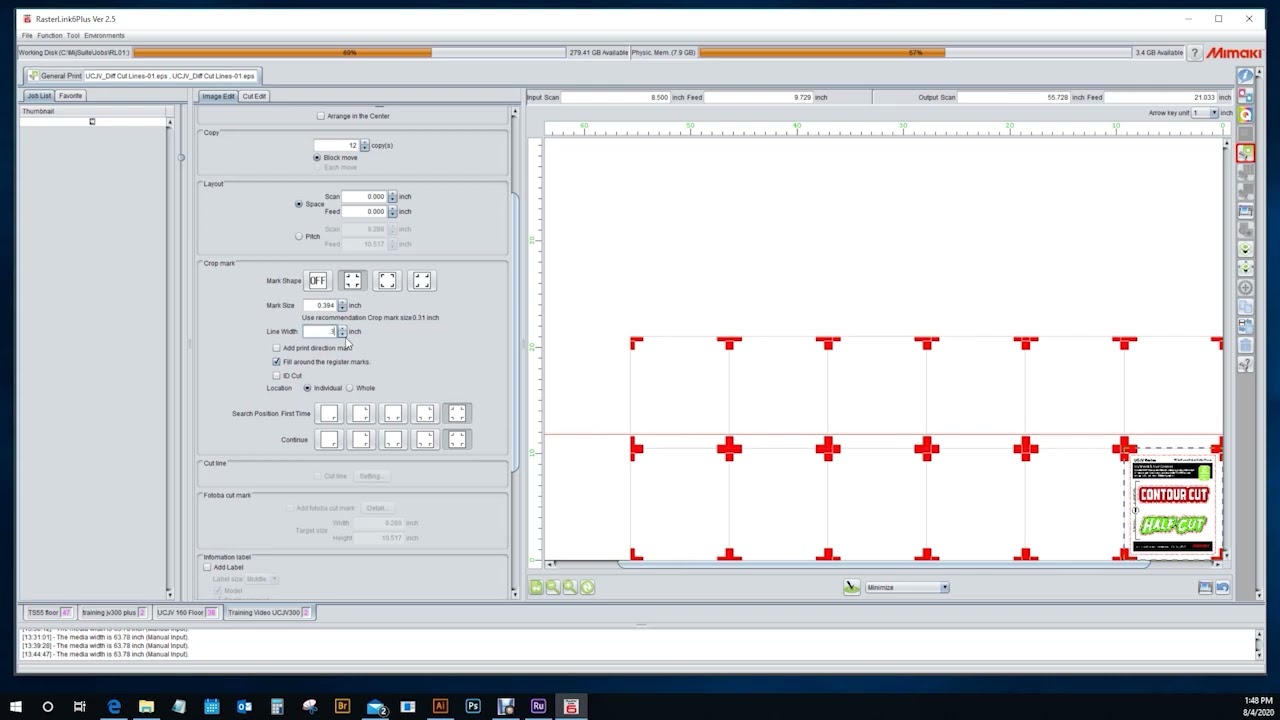 Mimaki Texas   RasterLink Cut Edit Tab Part1