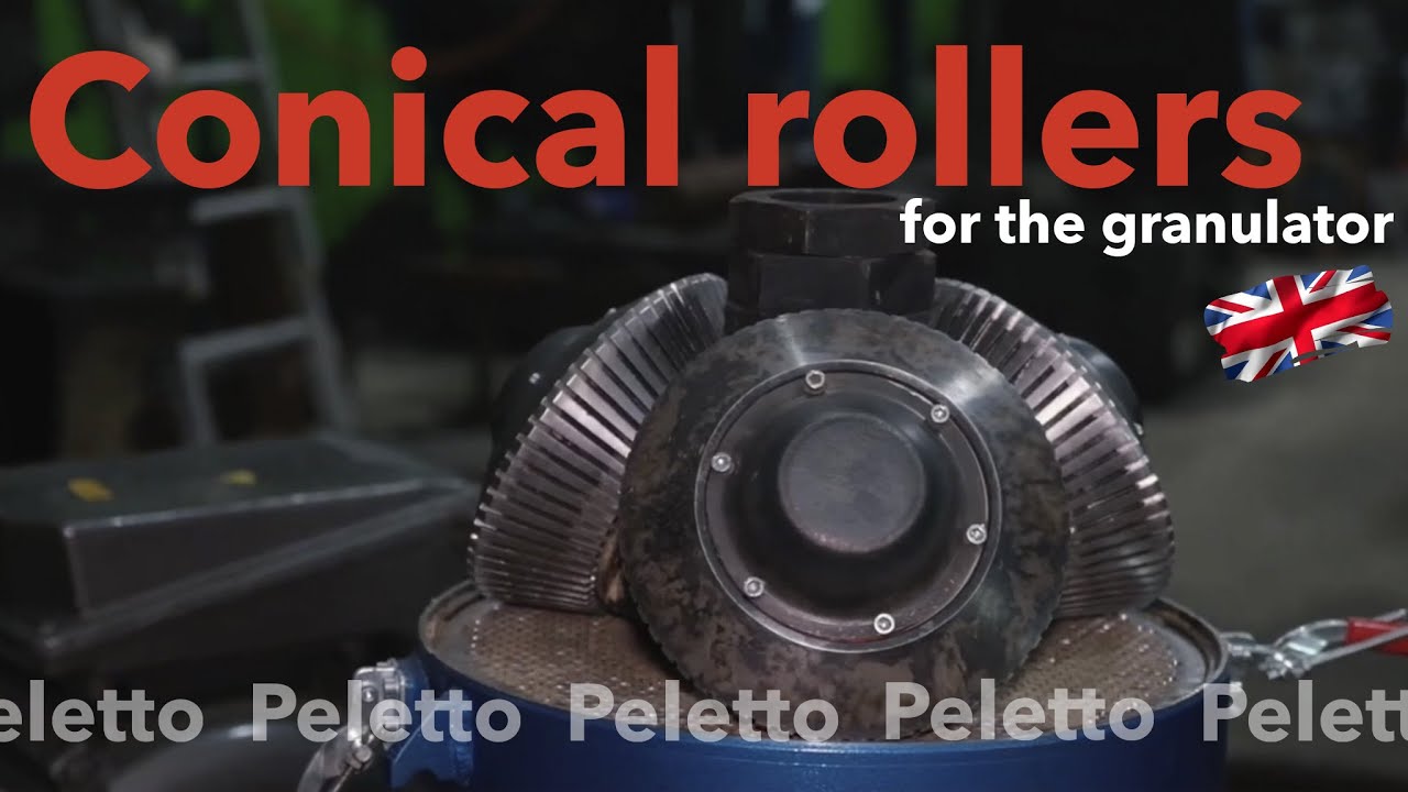 Conical rollers: How they look and function in a sawdust granulator.