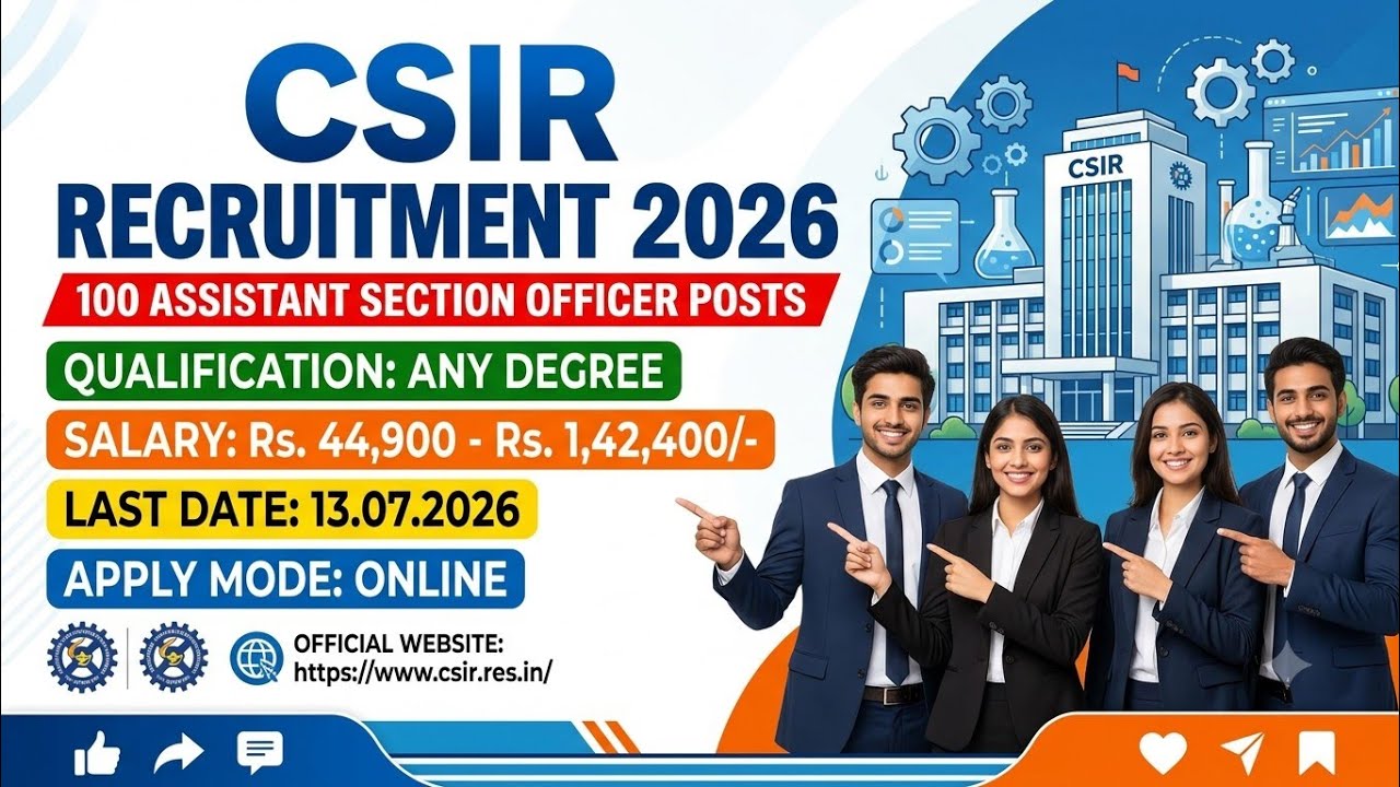 CSIR Recruitment 2026 | 100 Assistant Section Officer Posts