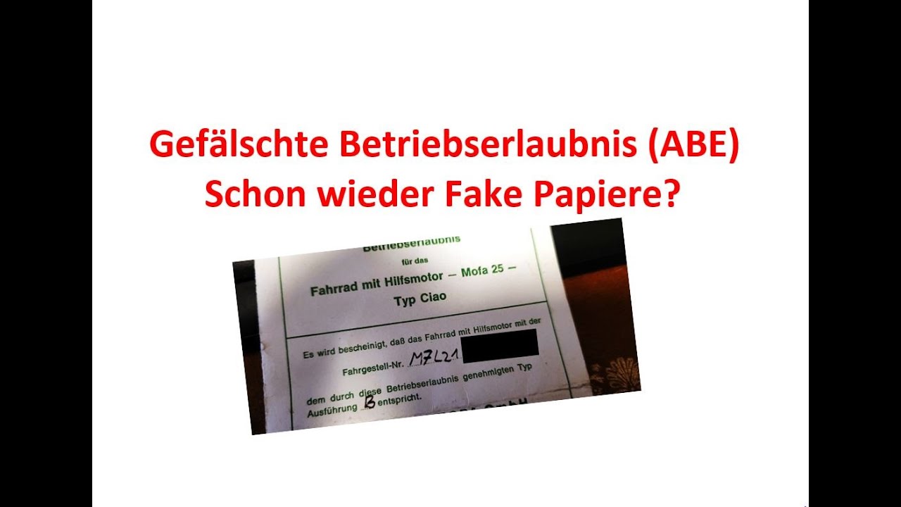 Gefälschte Betriebserlaubnis (ABE)? Leute, passt auf !!! (Re-Upload)