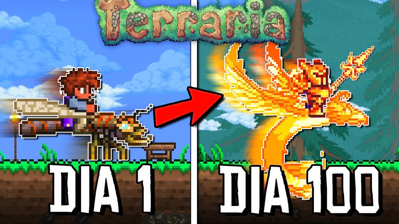 PASSEI 100 DIAS NO TERRARIA APENAS DE MONTARIAS