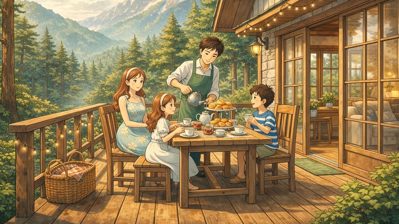 A Serene & Cozy Family Afternoon: Forest Tea & Artisanal Scones | Ghibli Style ASMR