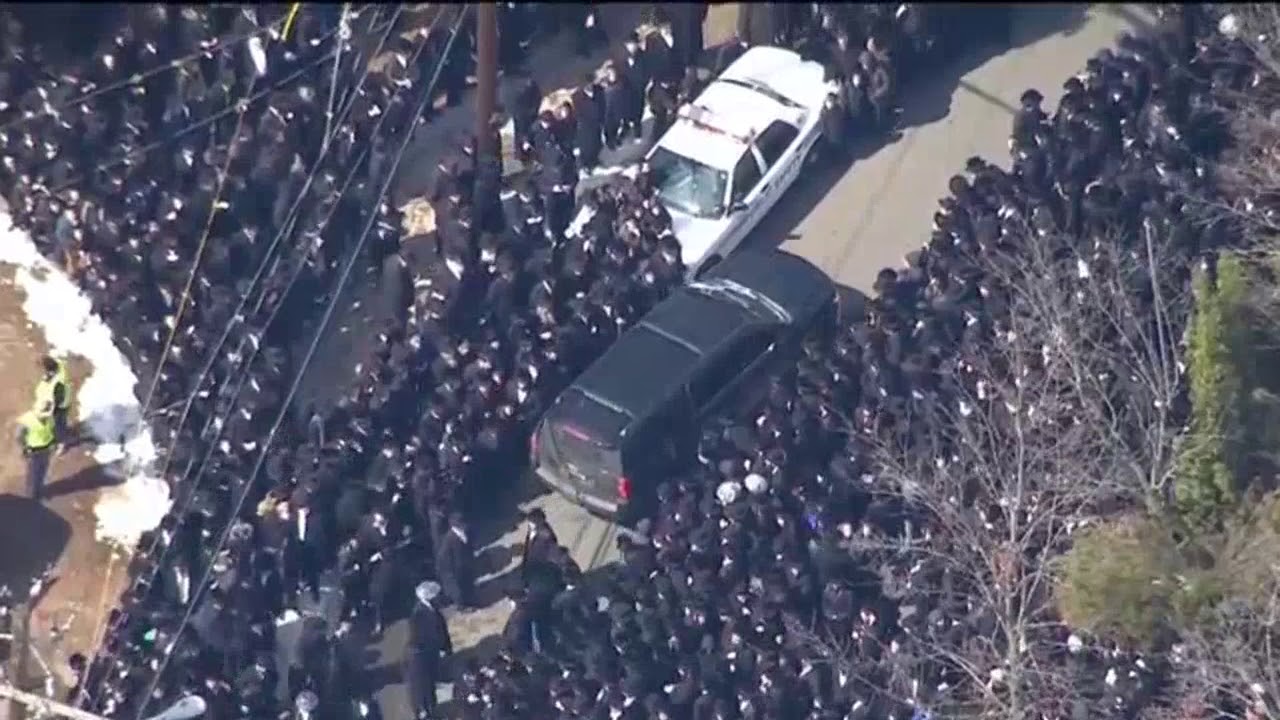 Aerial Footage - Funeral Of Viznitzer Rebbe Rabbi Mordechai Hager in Monsey