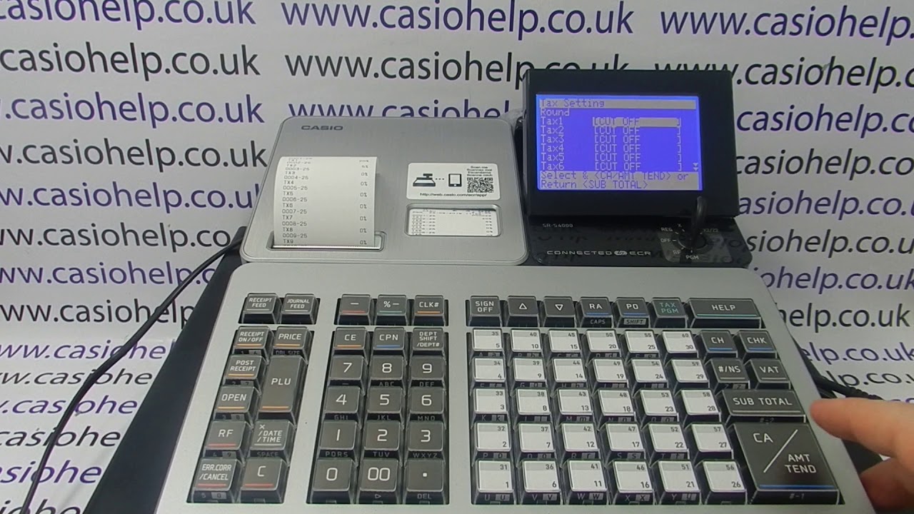 How To Program Tax Rates On The Casio SR-S4000 / PCR-T2500 / PCRT2600L / SR-S920 Cash Register