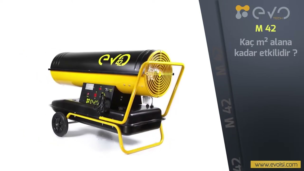 EvoTech Evo M42 – 42.000 kcal/h Bacasız Mazotlu Isıtıcı | Güçlü ve Taşınabilir Isınma