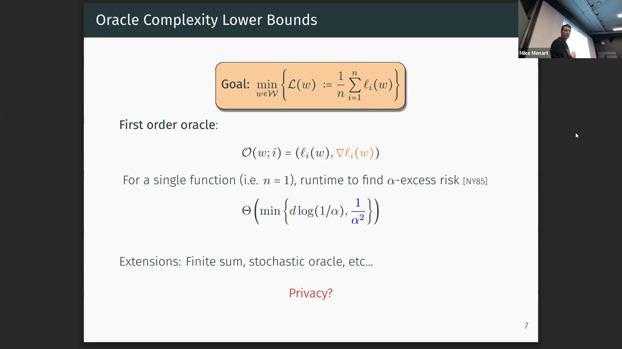 A&C Seminar: Michael Menart - gradient complexity of private optimization from private oracles