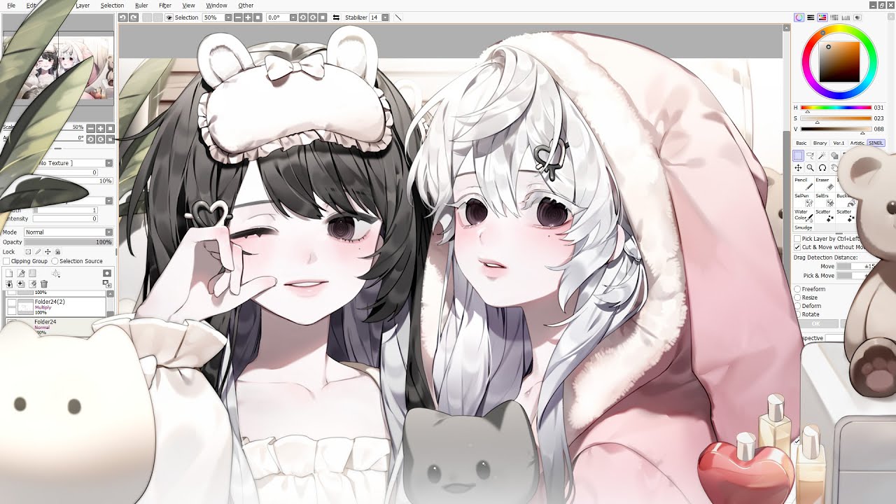 [Speed painting SAI] 두근두근 파자마 파티! /루시넬 스피드 페인팅
