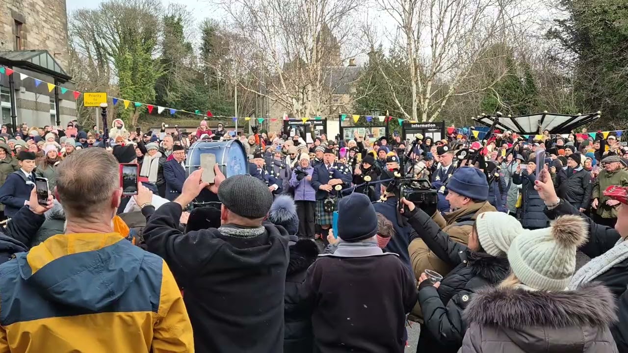 Vale of Atholl Pipe Band at the New Years Steet Party in Pitlochry 2026