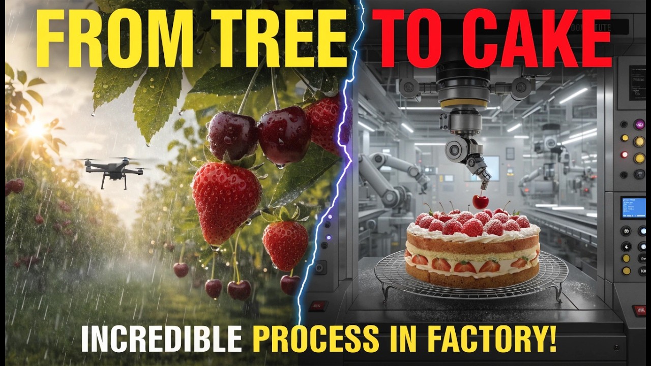 Inside a Strawberry & Cherry Cake Factory – Fully Explained Production Process | From Tree to Bakery