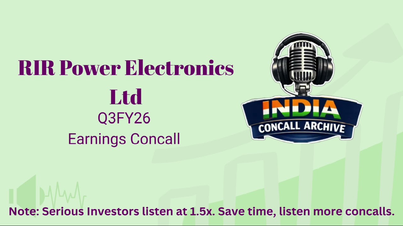 RIR Power Electronics Ltd | Q3FY26 Earnings Concall