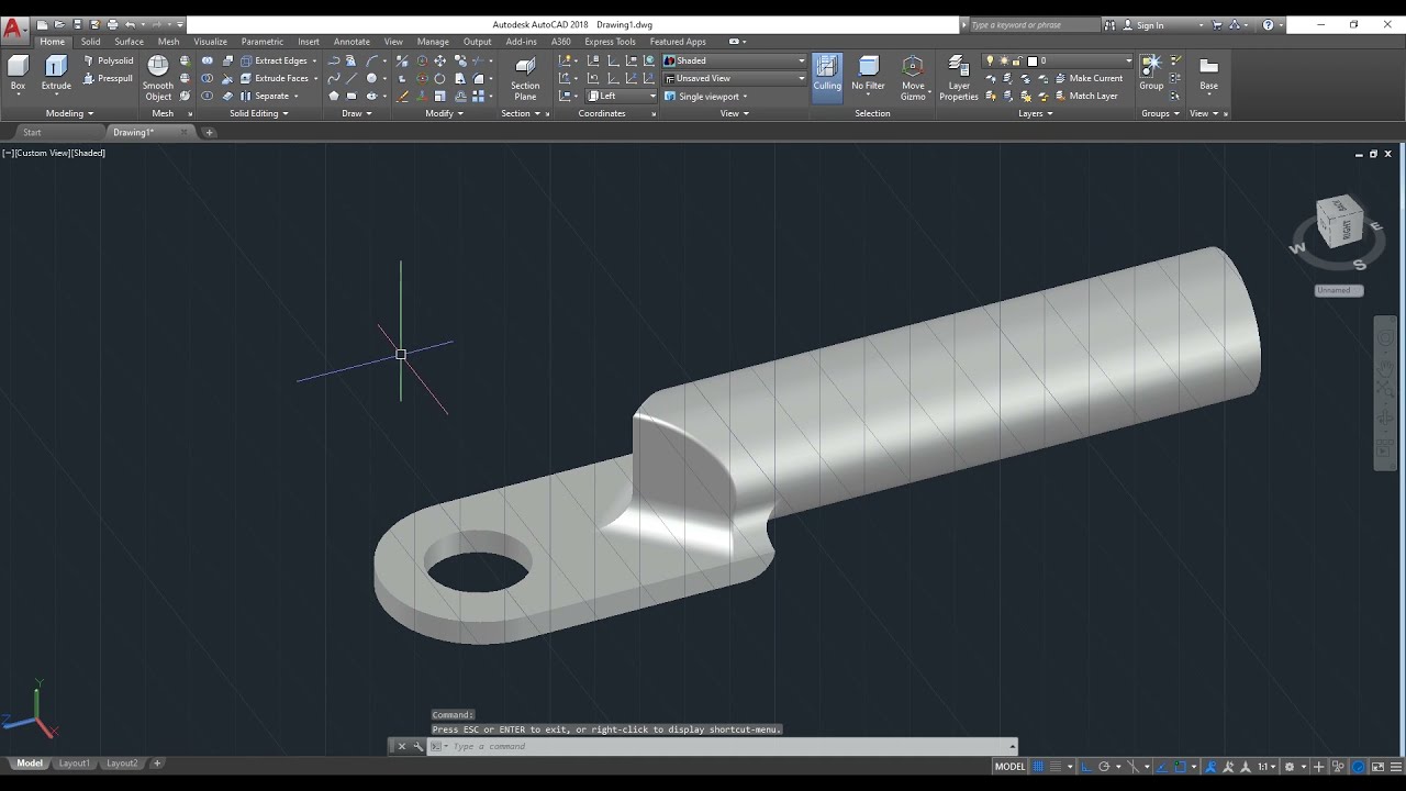 AutoCAD 3D, how to drawing cable lug, 50mm2