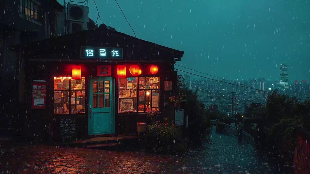 Rain-Soaked Japanese Alley under Lantern Light | Cozy Night Lo-fi for Study & Sleep | 4K