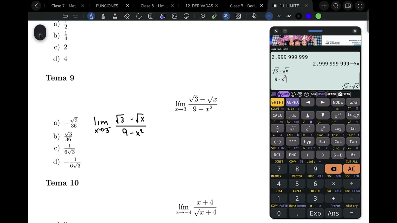 RESOLVER LÍMITES CON LA CALCULADORA