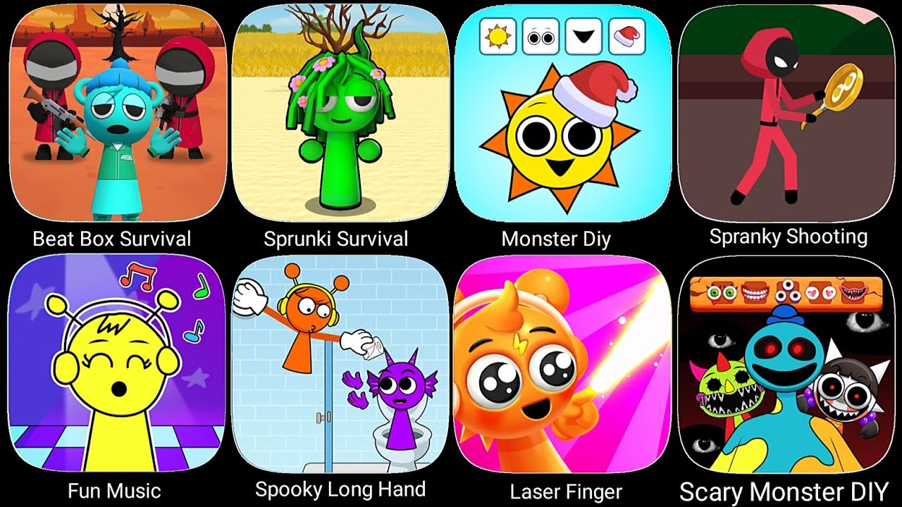 Survival Sprunki Incredibox - Sprunky Survival, Find The Alien, kick The Buddy, Grimace Monster Game