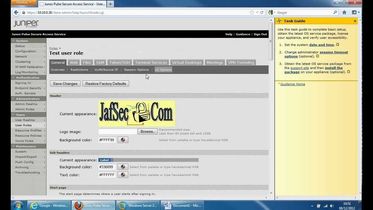 Juniper SSL VPN Tutorial and Demo - Setup resources, users, sign in policies