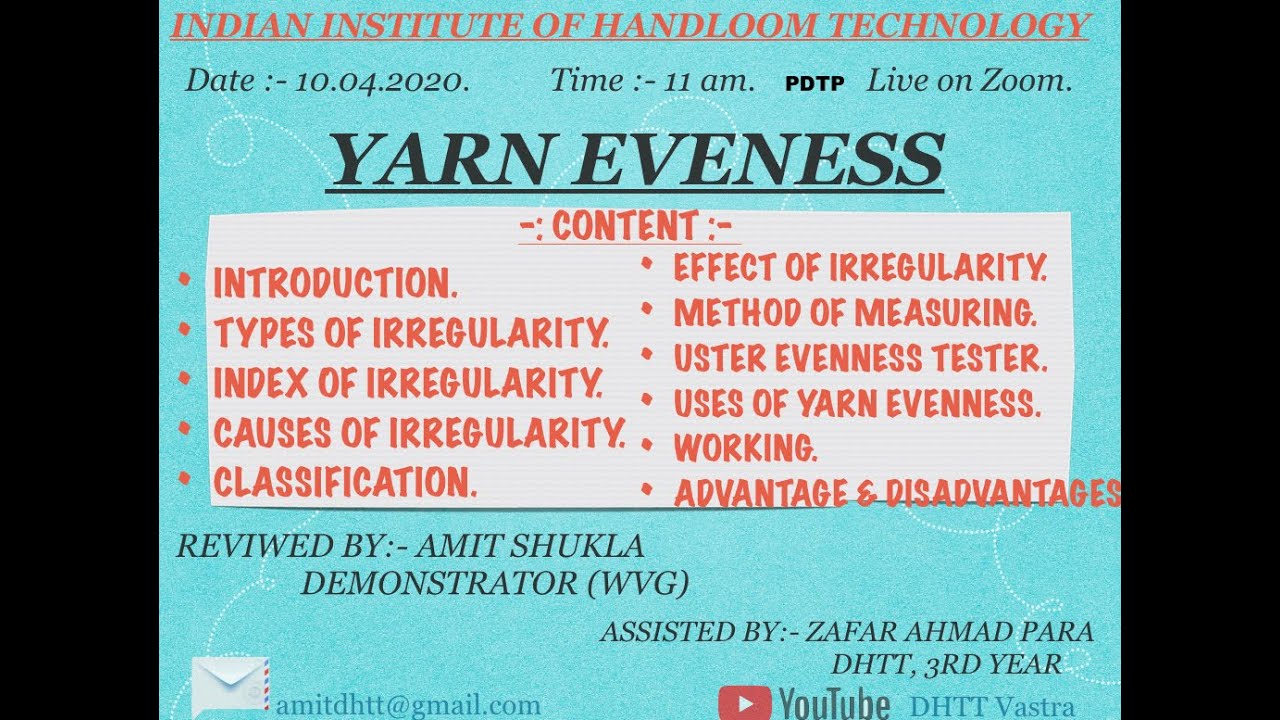 Yarn Evenness | Uster Unevenness Tester | Index of Irregularity | Classification | Textile Testing.