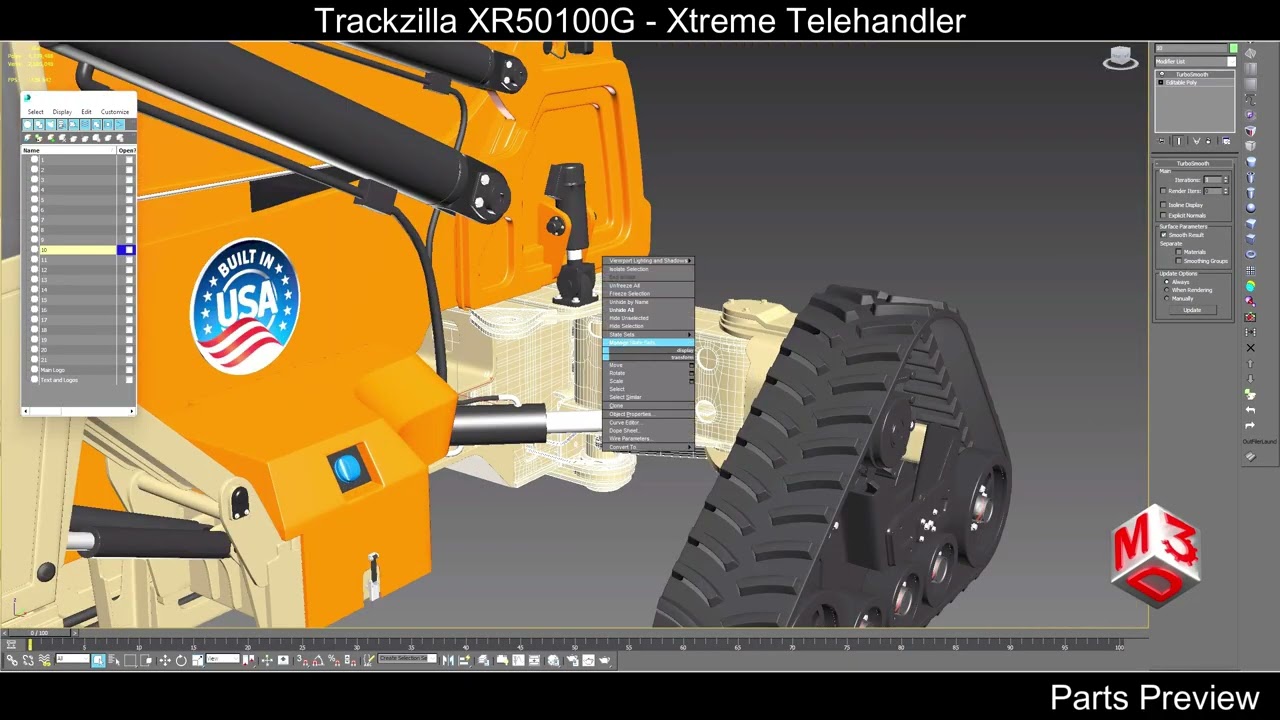 Trackzilla XR50100G - Xtreme Telehandler 3d Model - Parts Preview
