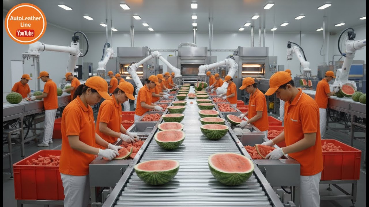 Inside a ModernAmerican Watermelon Factory  From Picking Watermelonsthe Vine to Fresh Cuts and Juice