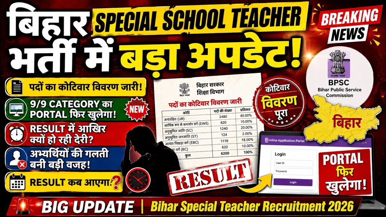 Bihar Special Educator Recruitment Update ।। विभाग ने BPSC को भेजा सभी अभ्यर्थियों का कोटिवार विवरण