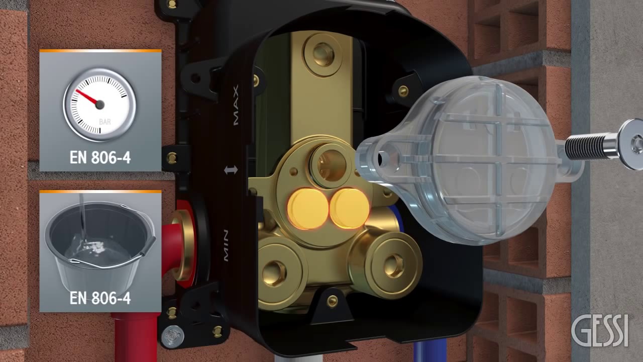 Gessi техническая информация о встраиваемой части смесителя