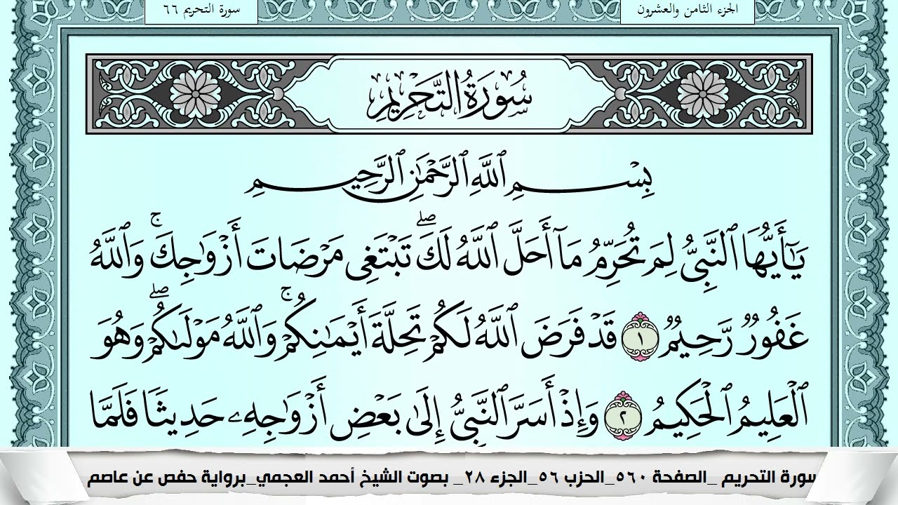سورة التحريم  Surah Al Tahreem احمد العجمي ahmad alajami