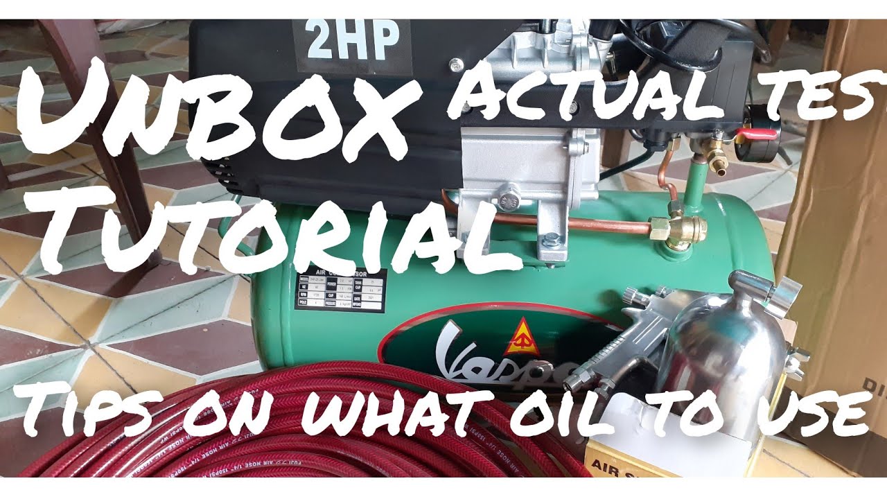 Vespa air compressor 2HP direct coupling review and tutorial oil to use as alternative
